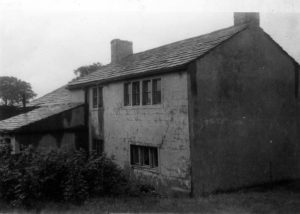 Black and white photograph from 1957 showing Gib Field Farm